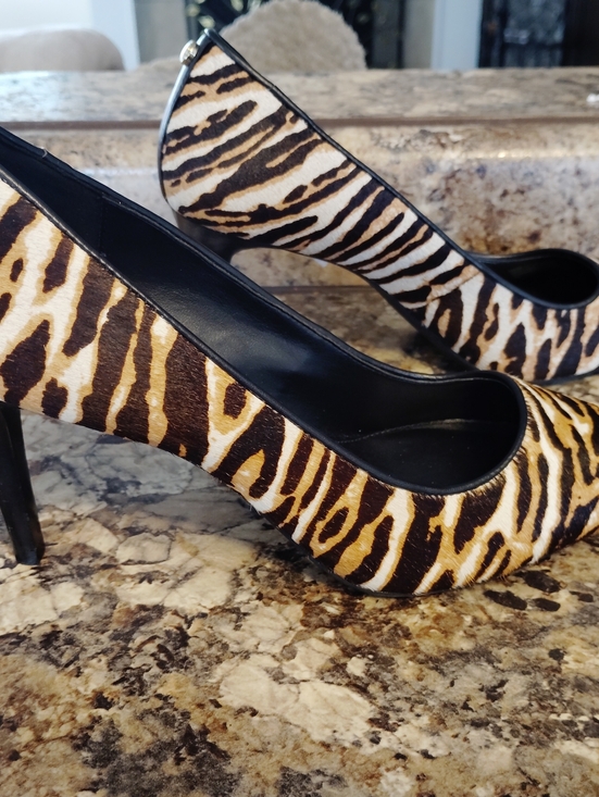 Michael Kors Shoes - Michael Kors Zebra-Print Pointed Stiletto Heels in Black and Brown 8 Calf Hair